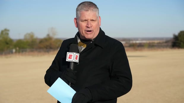 ESPN broadcaster John Anderson during the NCAA cross country championships at Greiner Family OSU Cross Country Course.
